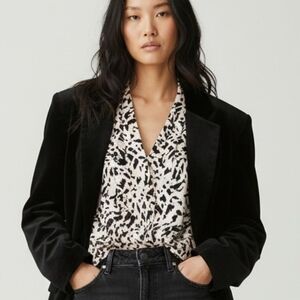Calvin Klein Abstract Animal Print V Neck Blouse